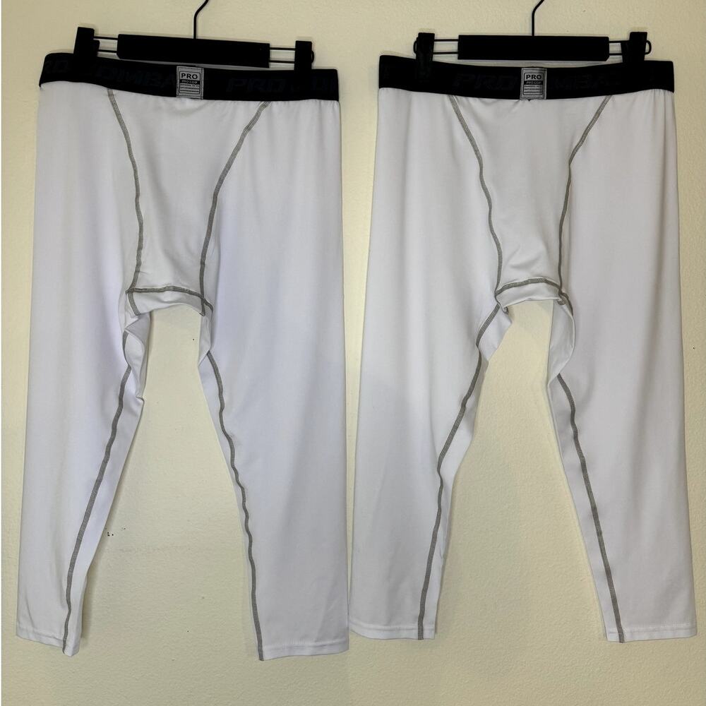 **2 PACK** MEN'S PRO.COM PRO COMBAT WHITE COMPRESSION PANTS SIZE XXL